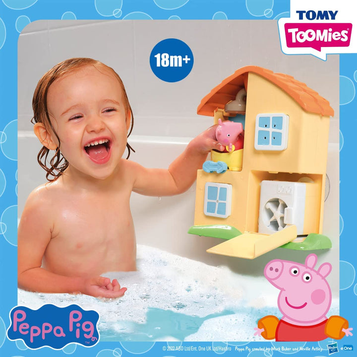 TOMY Toomies E73415 Peppa's House Badespielset Peppa Pig Spielzeug Fenstersprinkler &amp;