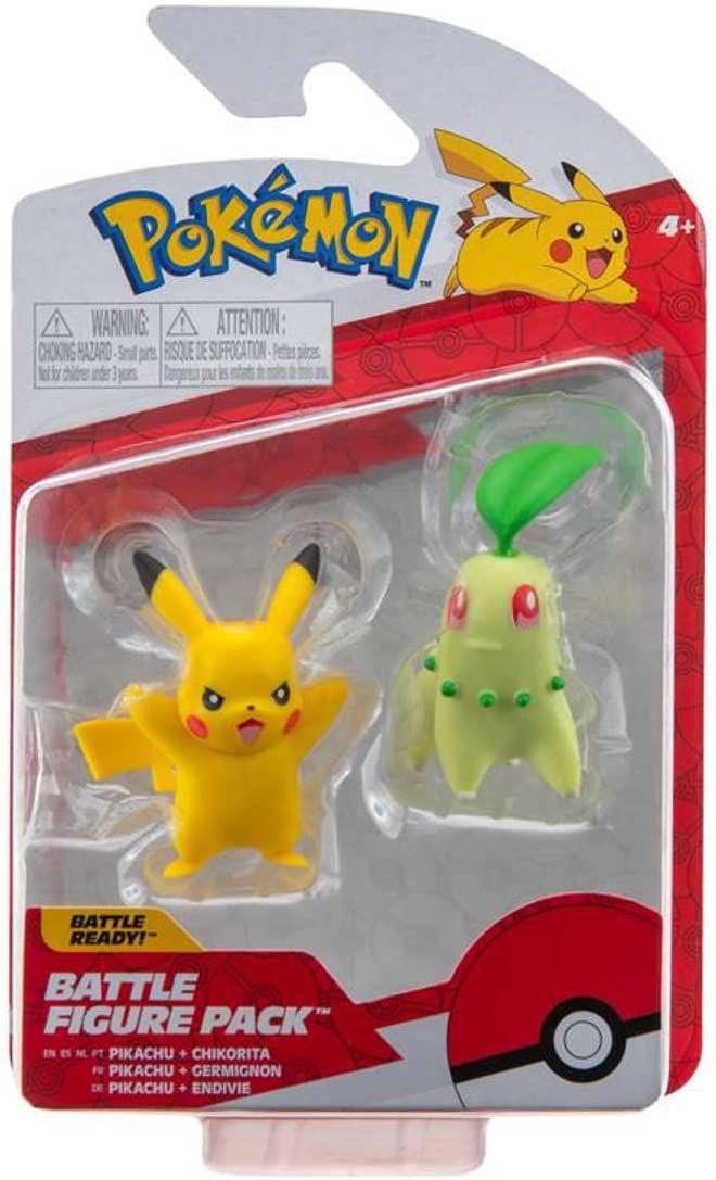 Pokemon 2in Battle Figure Double Pack - Chikorita & Pikachu Series 9