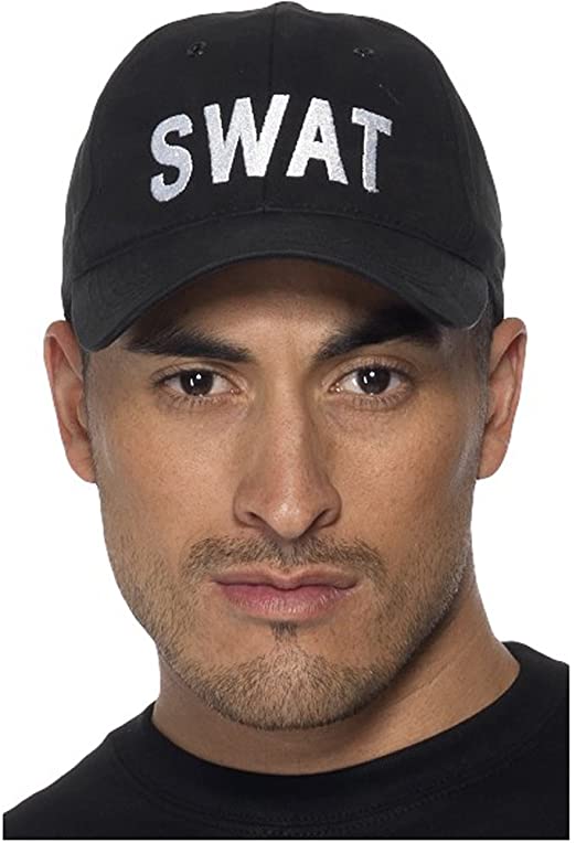 Smiffys Adult Unisex Swat Baseball Cap, Black, One Size, 35463