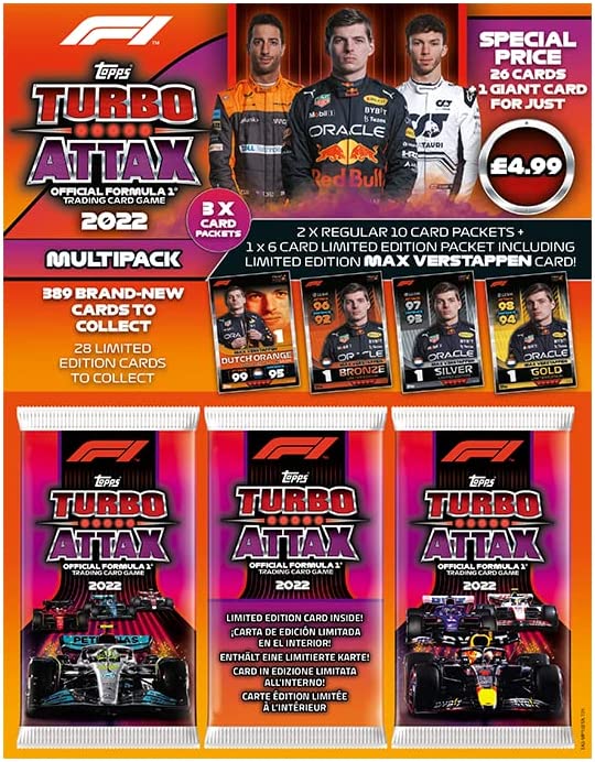 Topps Turbo Attax Formel 1 2022 – Multipack – Offizielle F1-Sammelkarten – inkl