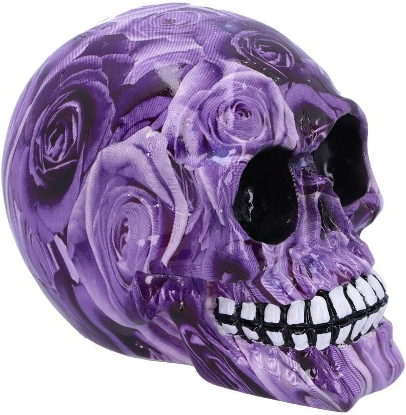 Nemesis Now Purple Romance Rose Print Mini 11cm Skull Ornament