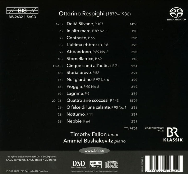 Respighi: Crepuscolo [Timothy Fallon; Ammiel Bushakevitz] [Bis: BIS2632] [Audio CD]