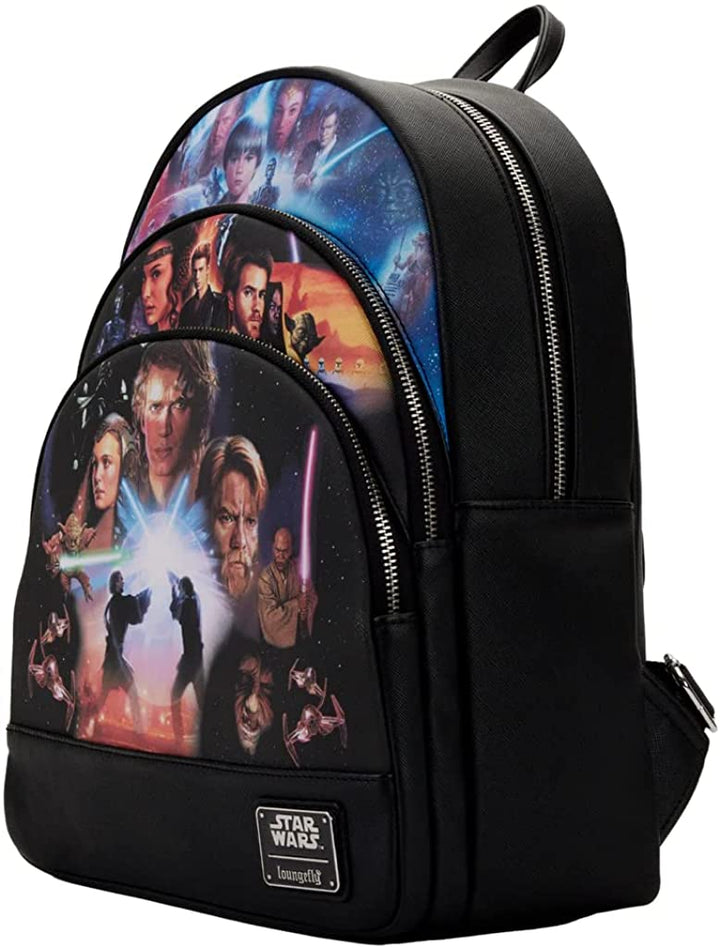 Loungefly Star Wars Prequel Trilogy Triple Pocket Mini Backpack
