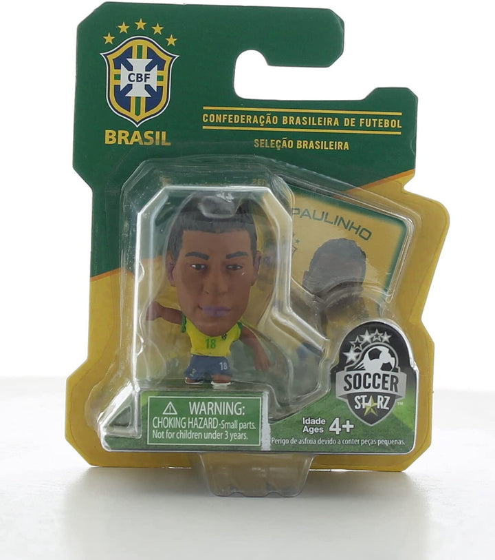 SoccerStarz Brasil International Figurine Blister Pack con el kit de local de Paulinho