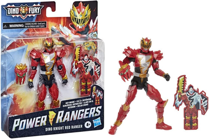 Power Rangers Dino Fury Dino Knight Red Ranger 15 cm Actionfigur Spielzeug mit Dino