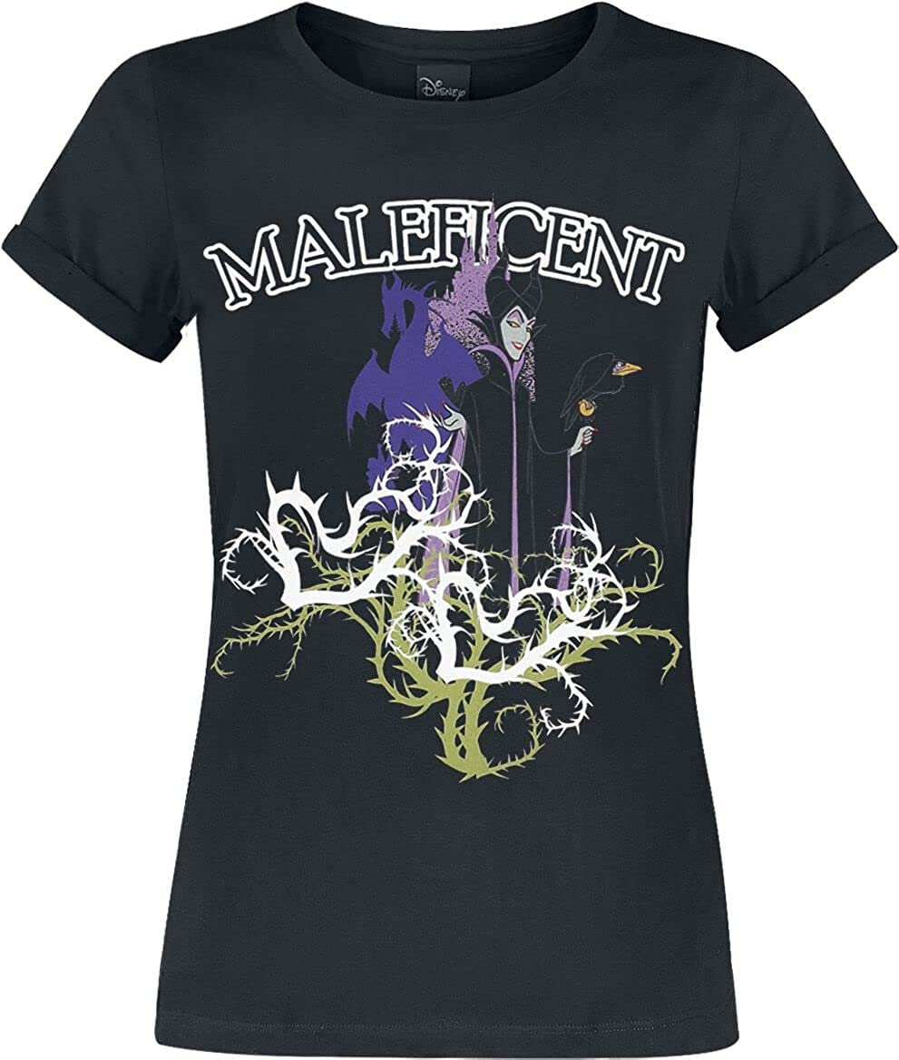 Disney Villains Maleficent Damen T-Shirt Schwarz M, 100 % Baumwolle, Regular