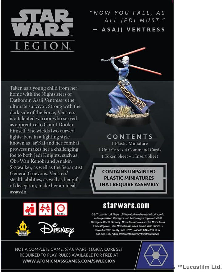 Atomic Mass Games |Star Wars Legion: Asajj Ventress Operative Expansion | Miniatures Game