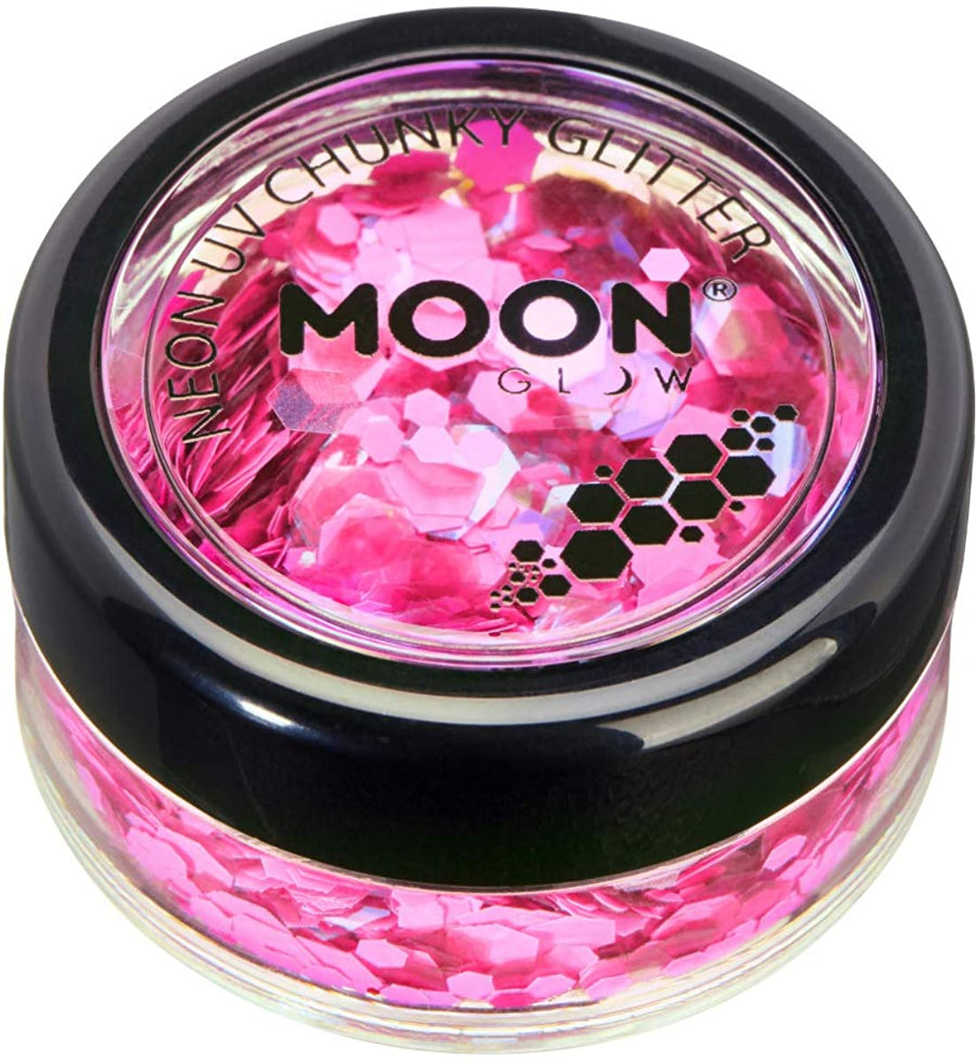 Moon Glow Neon Pink UV Chunky Glitzer