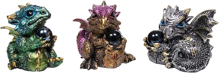 Nemesis Now Dragon's Gift Set of 3 7cm Figurine, Resin, Multi-Coloured, One Size