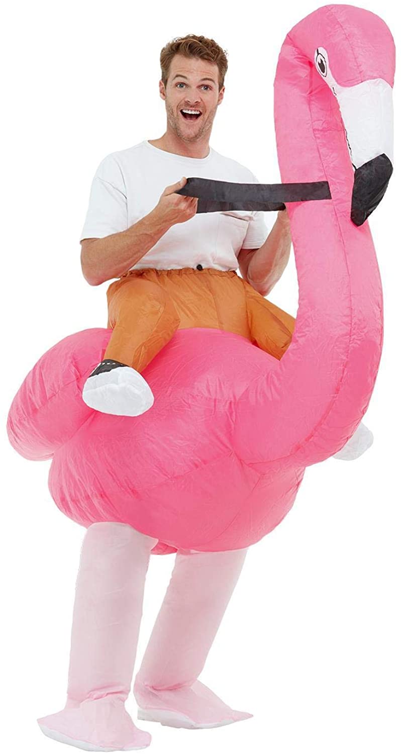 Smiffys 50962 Aufblasbares Ride Em Flamingo-Kostüm, Unisex-Erwachsene, Pink, Einheitsgröße