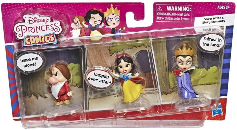 Disney Princess Comics-Puppen, Snow White's Story Moments Number 1 Wish mit der bösen Königin und Grumpy, 3 Sammlerspielzeugfiguren und Comic