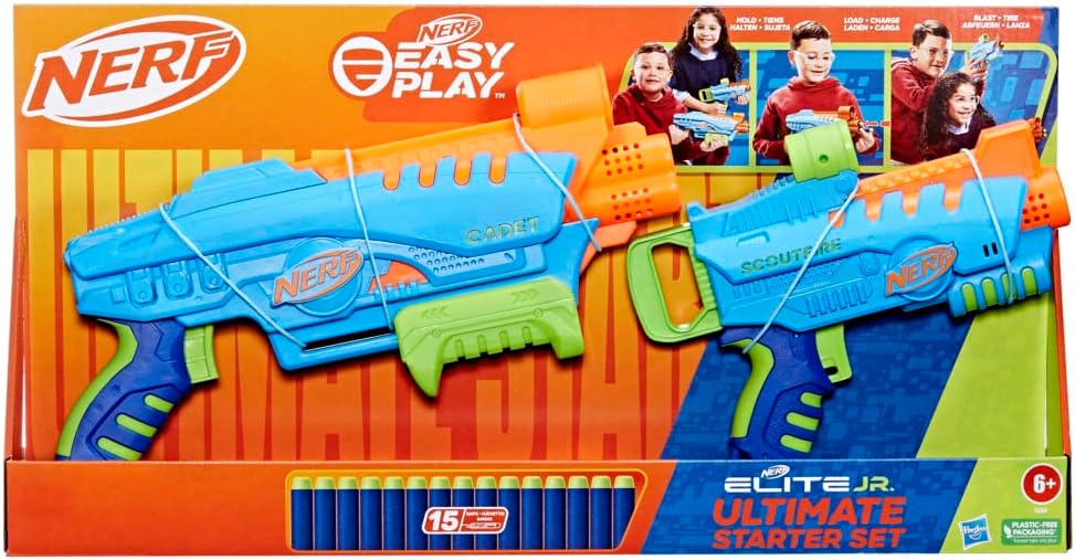 Nerf Elite Jr Ultimate Starter Set, 2 Easy Play Toy Foam Blaster, 15 Nerf Elite