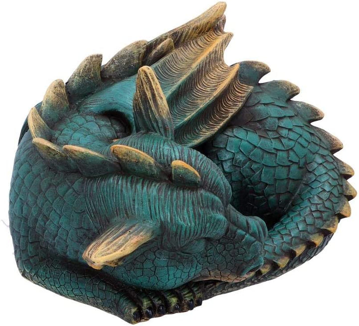 Nemesis Now Dozing Dragon Figurine 22.8cm, Resin, Green, One Size