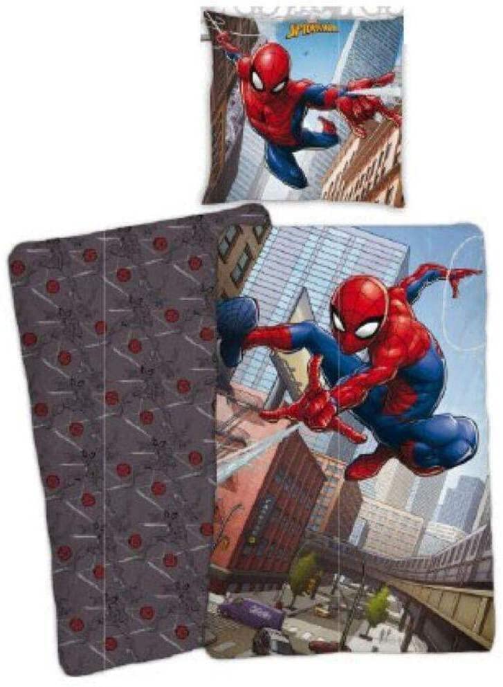 Spider-Man Bettwäsche-Set, Bettbezug 140 x 200 cm + 1 Kissenbezug 65 x 65 cm, 100 % Baumwolle 