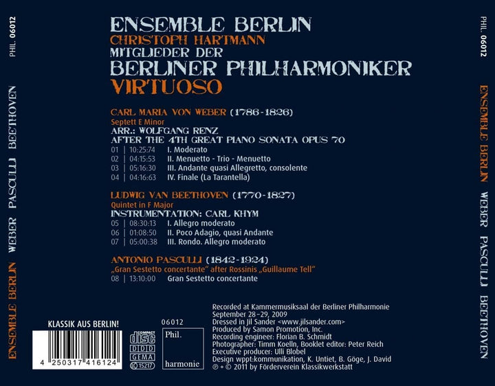 Ensemble Berlin - Weber, Pasculli & Beethoven [Audio CD]