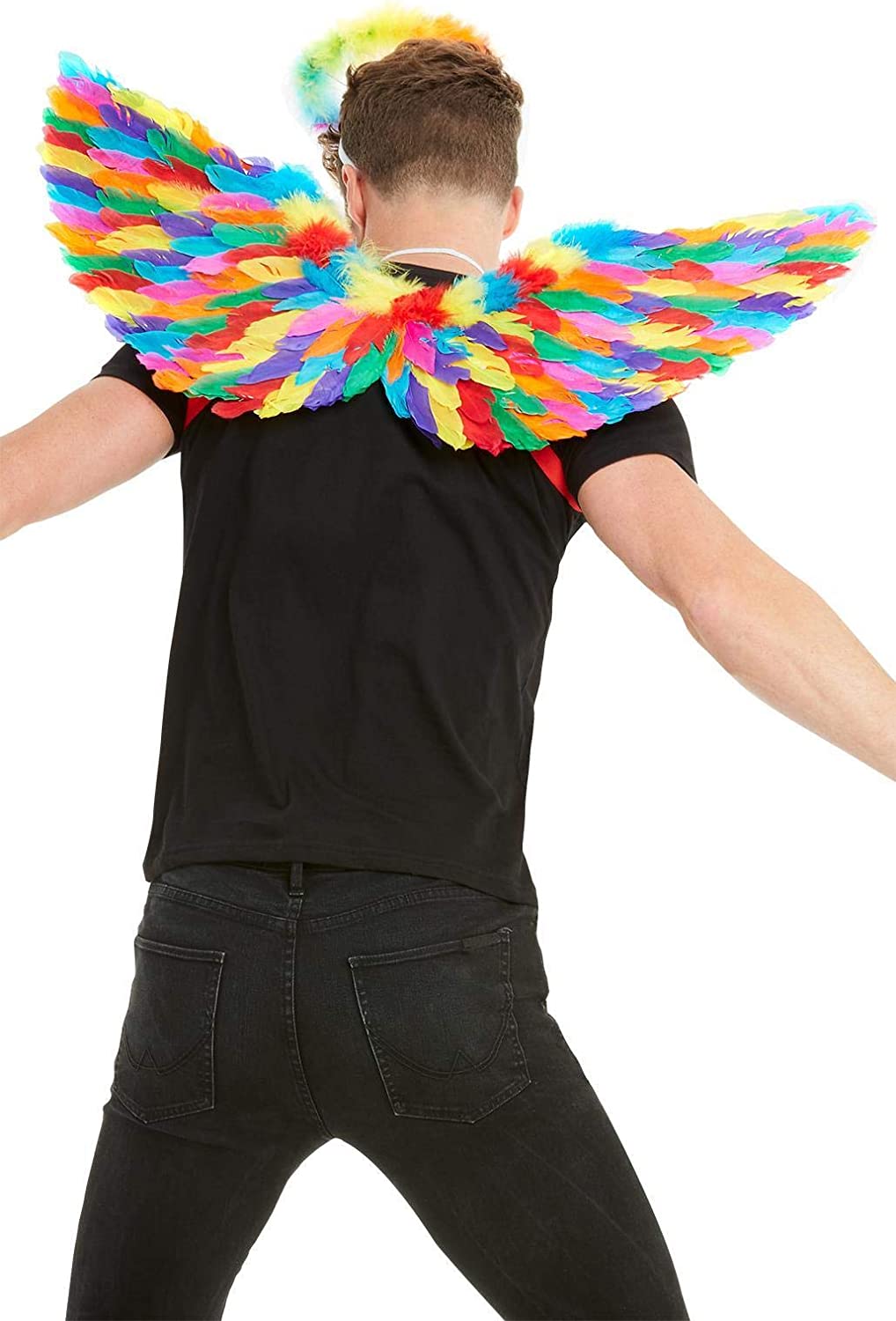 Smiffys 51000 Rainbow Feather Wings, Unisex Adult, Multi-Colour