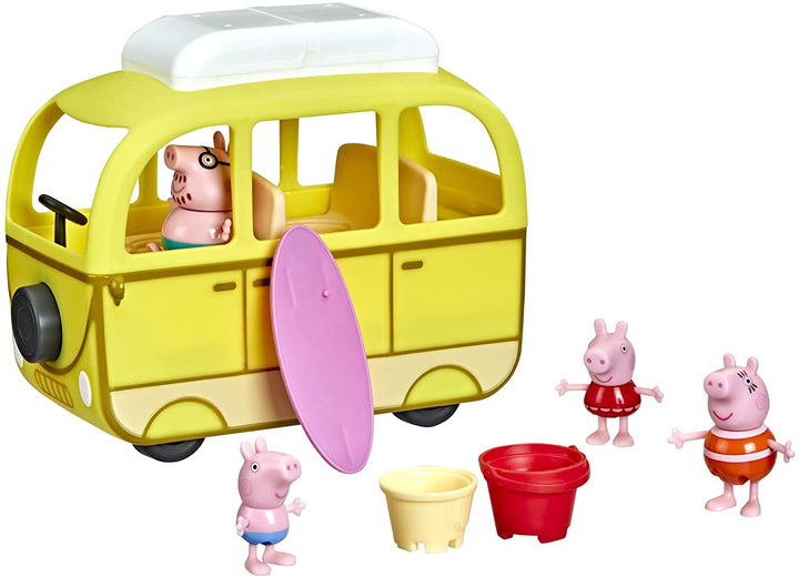 Peppa Pig Peppa’s Adventures Peppa’s Beach Campervan Vehicle Preschool Toy: 10 P