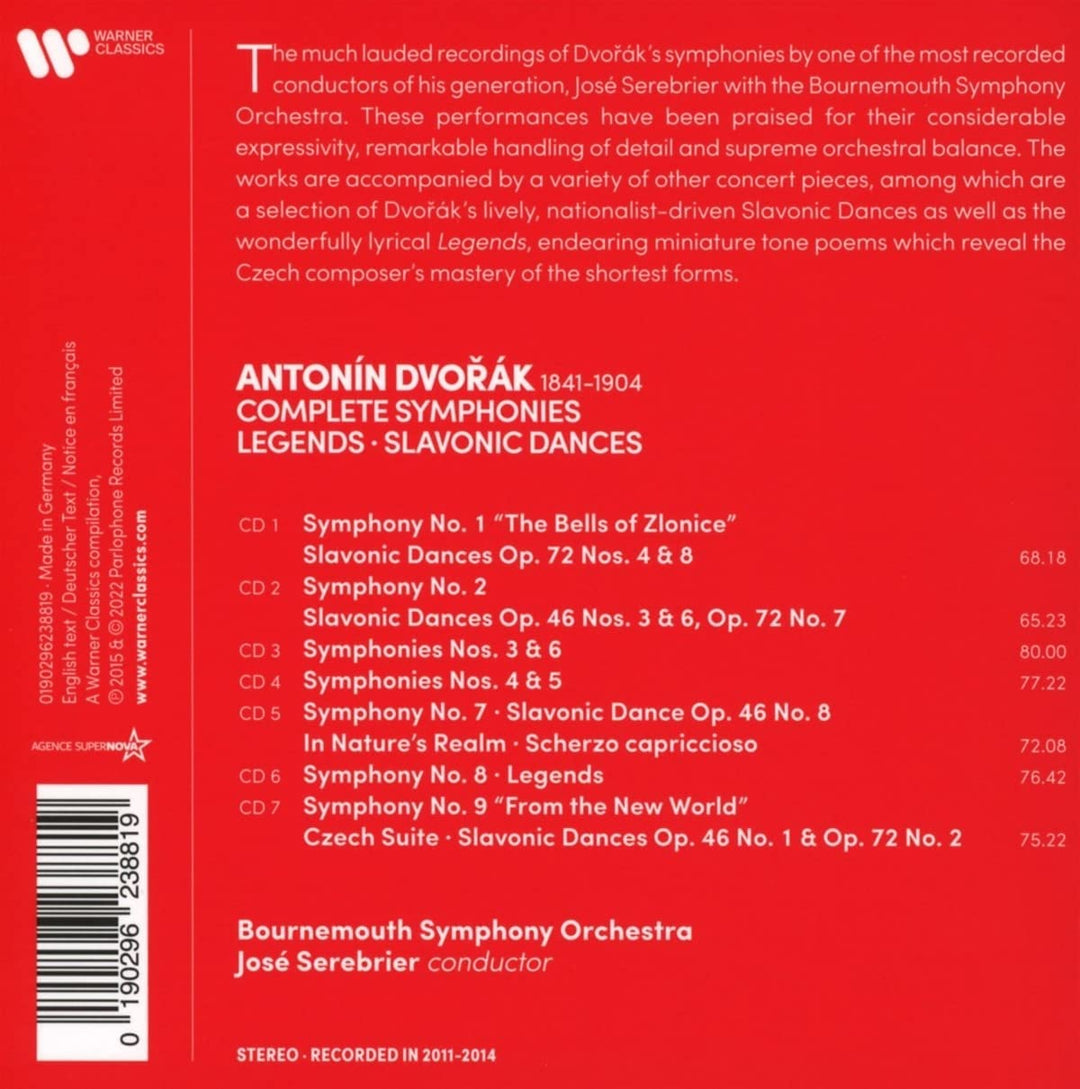 Jose Serebrier – Dvořak: Sinfonien Nr. 1–9, Slawische Tänze [Audio-CD]
