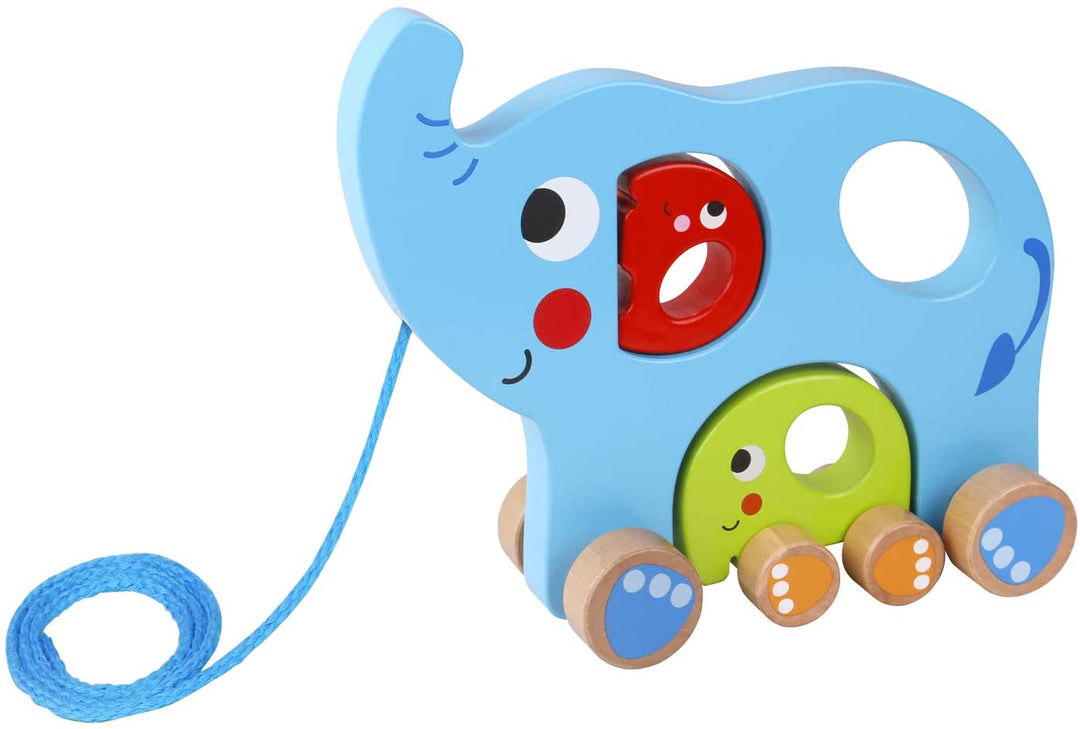 Tooky Toy Juegos Madera Madera Multicolor Tirando Elefantes Juguete