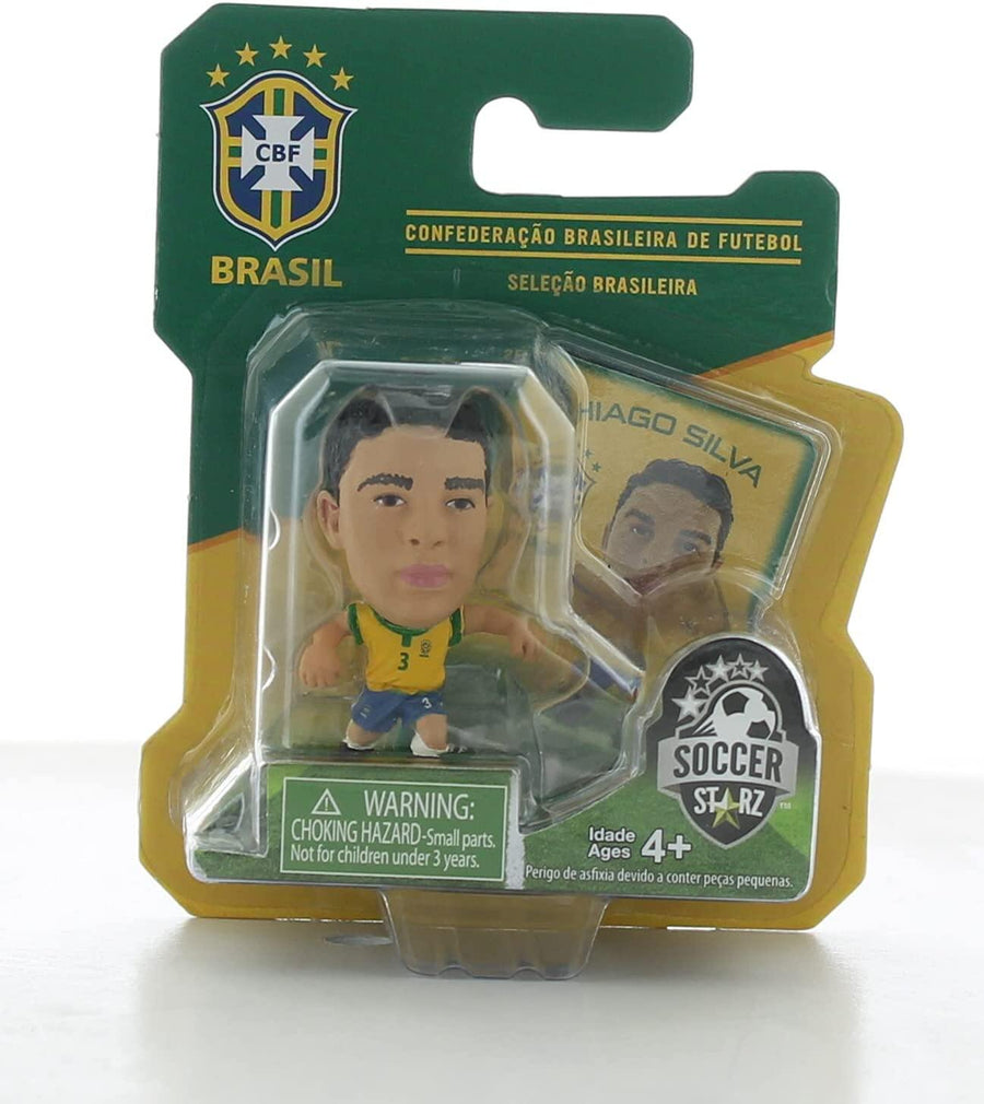 SoccerStarz Brazil International Figure Blister Pack Featuring Thiago Silva in Home Kit - Yachew