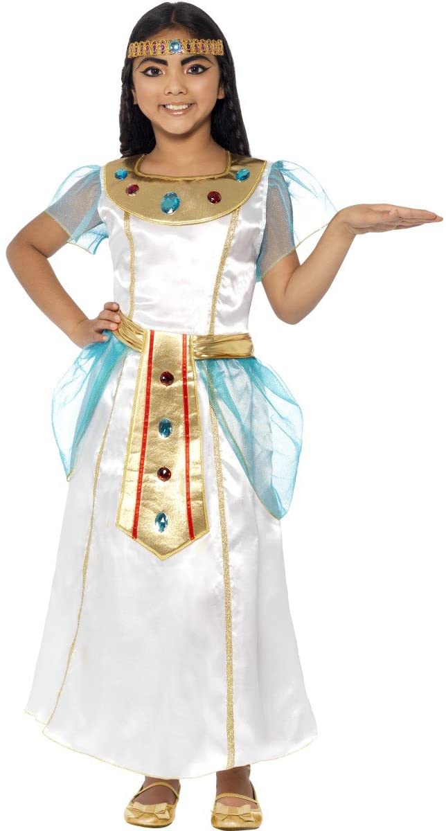 Smiffys Deluxe Cleopatra Girl Costume, White, L - 10-12 years