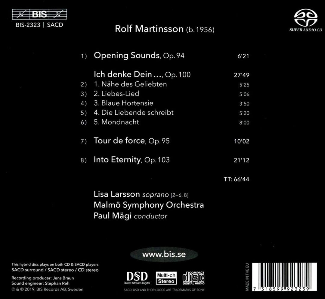 Martinsson: In die Ewigkeit [Lisa Larsson; Malmö Symphony Orchestra; Paul Mägi] [Bis: BIS2323] [Audio CD]