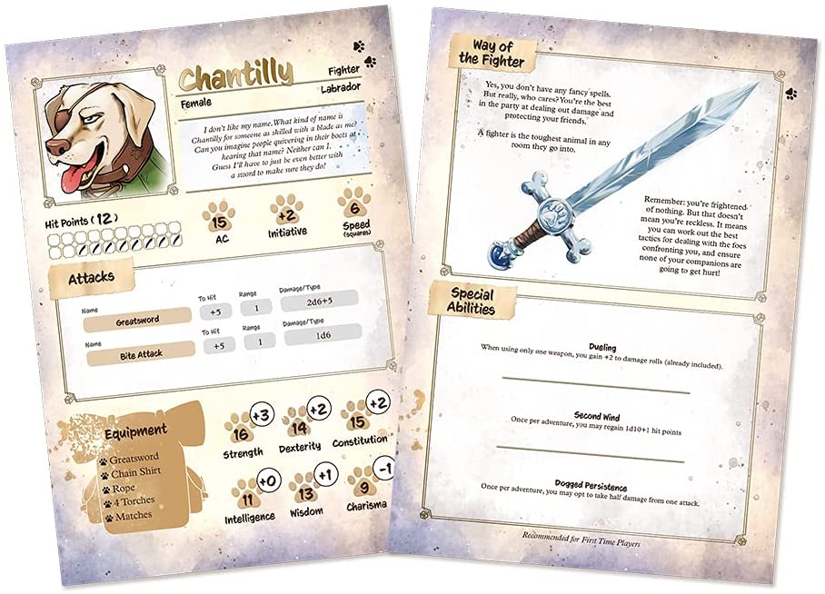 Animal Adventures: Starter Set – Rollenspiel-Tischspiel für Anfänger mit detaillierten RPG-Hunde- und Katzenminiaturen, Spielkarte, Charakterbögen, leicht zu erlernenden Regeln, 5e-Kampagnen-kompatibel
