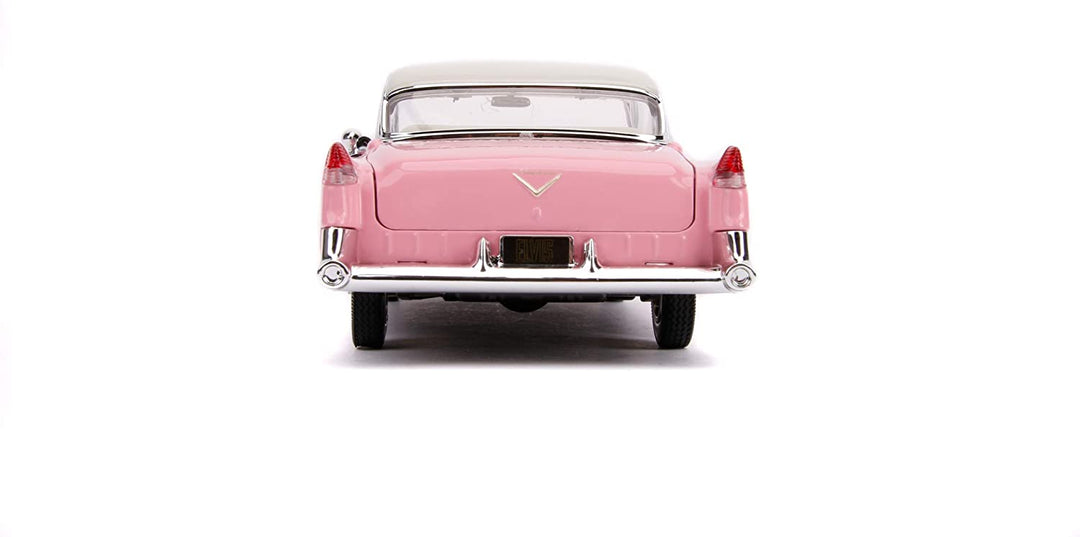 Jada Toys Elvis Presley Cadillac Fleetwood 1955, Druckguss im Maßstab 1:24, Türen zum Öffnen, Kofferraum und Motorhaube, inklusive Elvis-Figur, Pink