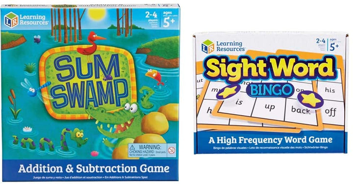Ressources d&#39;apprentissage Sum Swamp Jeu d&#39;addition et de soustraction et ressources d&#39;apprentissage Sight Word Bingo