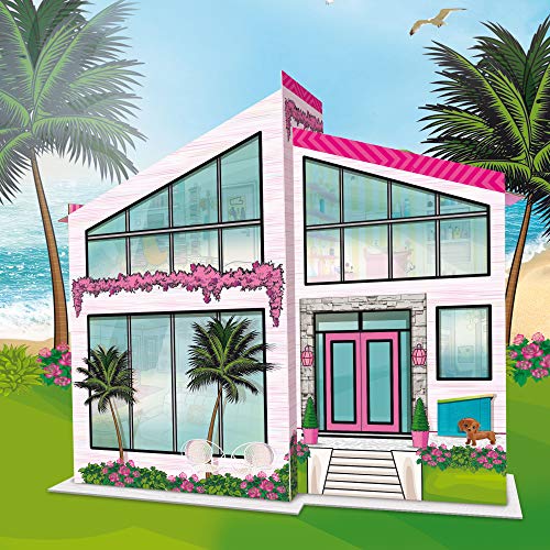 Barbie Dream House Rollenspiel-Puppenhaus, zweistöckige Ferienvilla, Möbel arrangieren und dekorieren – Malibu-Haus mit Puppe