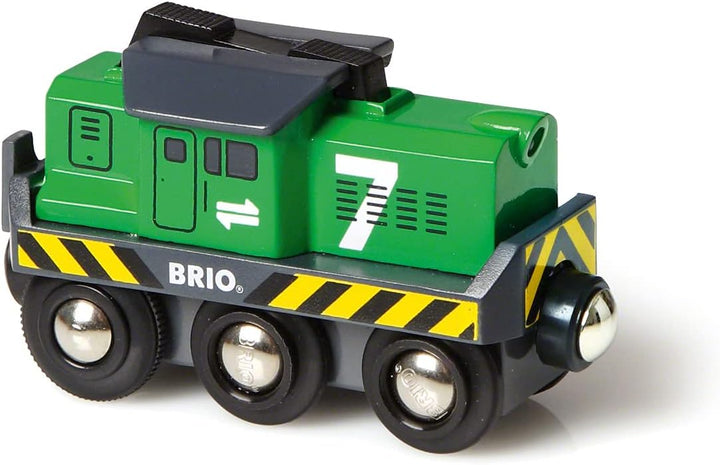 BRIO 33214 Freight Engine Train - Battery Powered Train for Kids Age 3 Years Up - Compatible with all BRIO Railway Sets & Accessories, Multicoloured