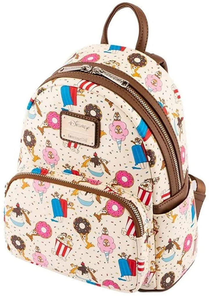 Loungefly Disney Chip and Dale Snackies All Over Print Womens Double Strap Shoul