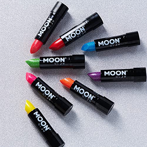 Neon UV Glitter Lippenstift von Moon Glow – Rot – Leuchtender neonfarbener Lippenstift – Gl