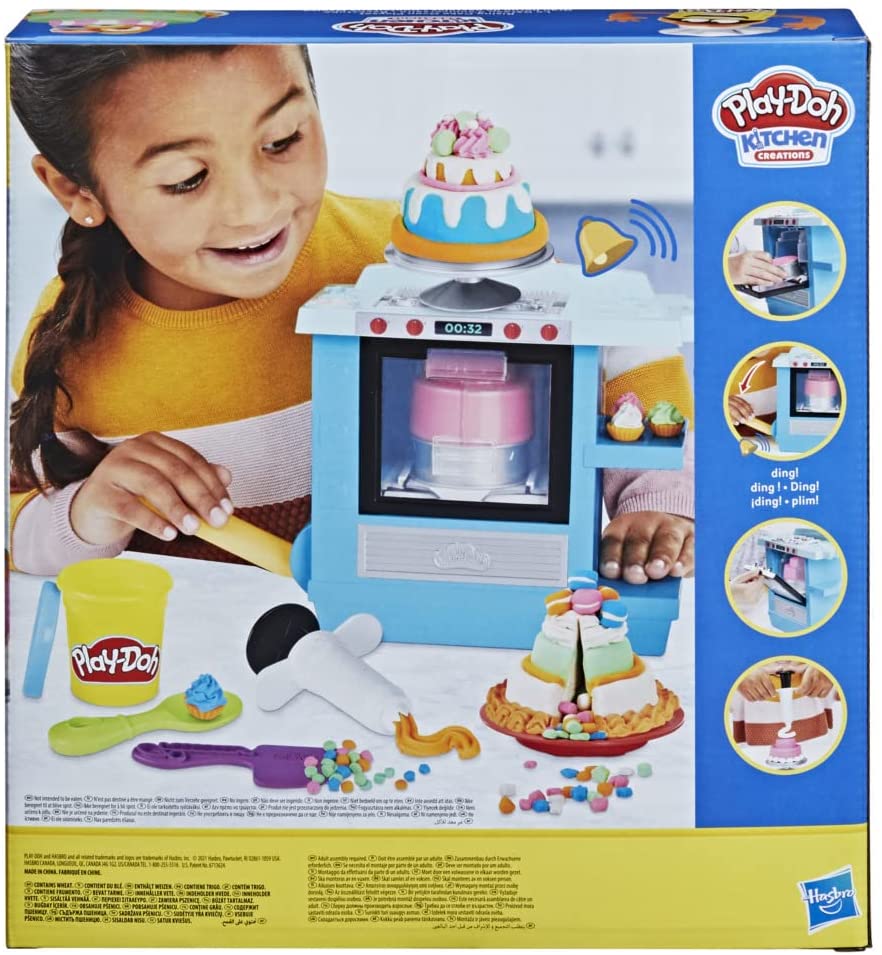 Play-Doh Kitchen Creations Rising Cake Oven Spielset für Kinder ab 3 Jahren mit 5 Dosen, ungiftig