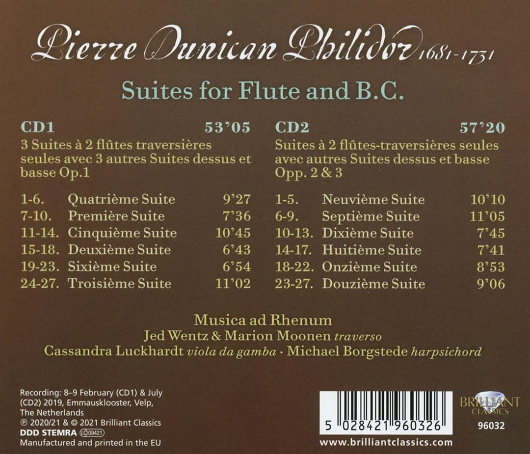 Philidor: Suites for Flute and B.C. [Audio CD]