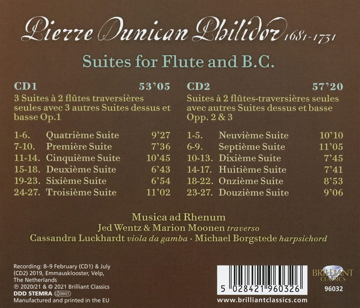 Philidor: Suites for Flute and B.C. [Audio CD]