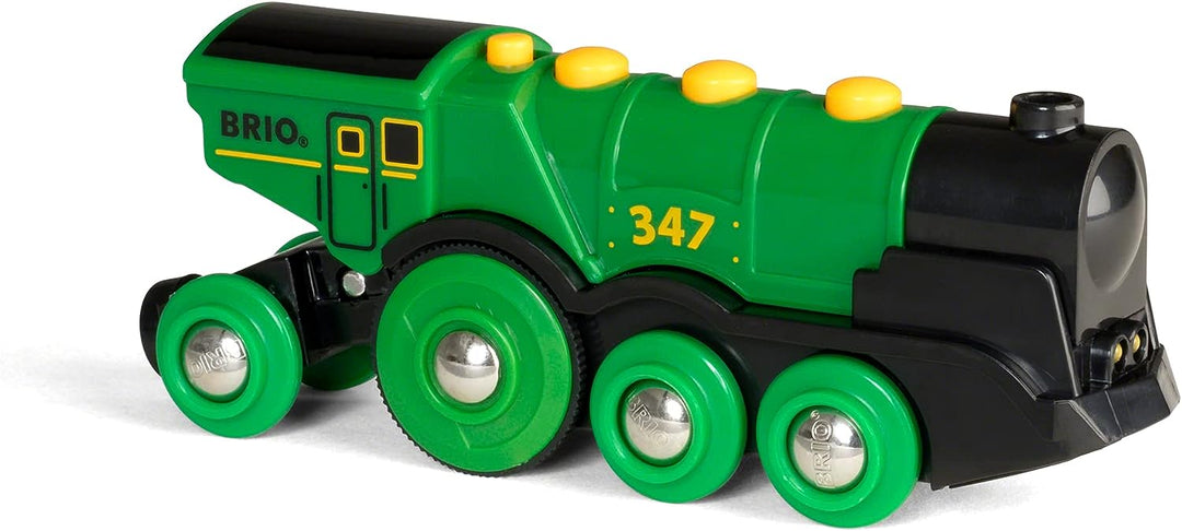BRIO World Big Green Action Locomotive Battery Powered Wooden Train for Kids Age 3 Years and Up - Compatible with all BRIO Railway Sets & Accessories