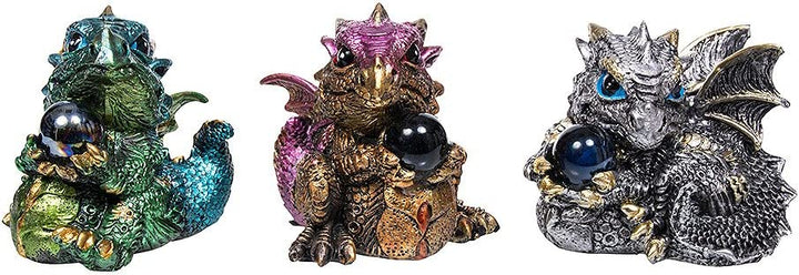 Nemesis Now Dragon's Gift Set of 3 7cm Figurine, Resin, Multi-Coloured, One Size