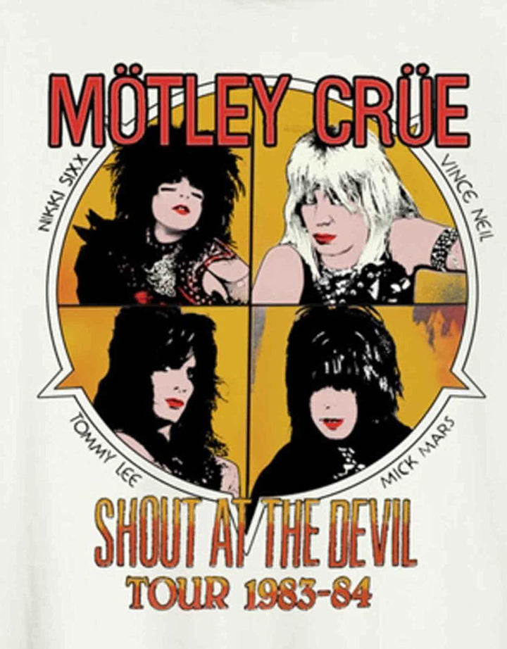 Amplified Motley Crue T Shirt Shout at The Devil Official Mens Vintage White