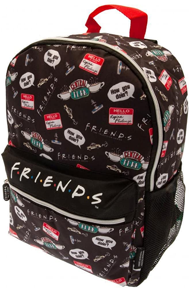 Friends Quotes AOP Schwarzer Rucksack