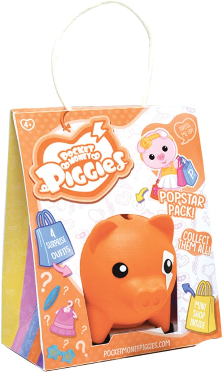 Pocket Money Piggies PCT00100 Pop Star-Cute Colourful Piggy Bank Filled with Fun Pocket Surprises-Store Coins