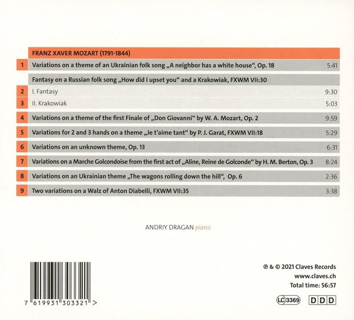 Franz Xaver Mozart: Variations [Audio CD]