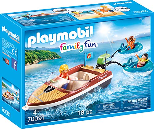 Playmobil 70091 Family Fun Campsite Schwimmendes Schnellboot mit Schlauchfahrern