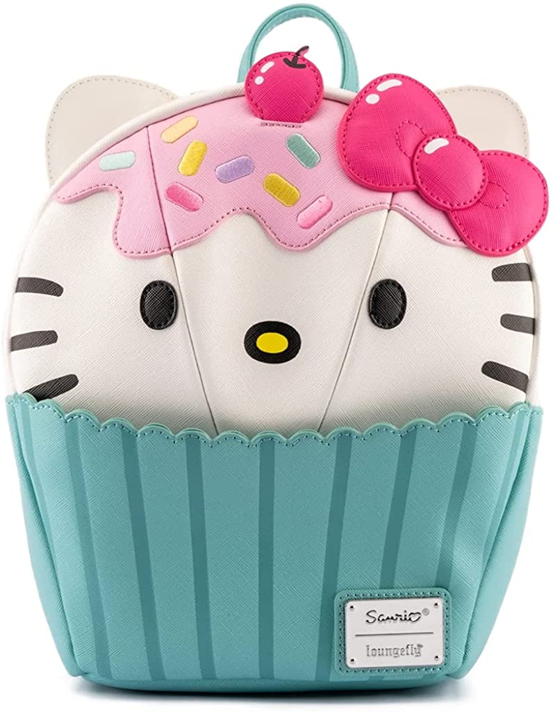 Loungefly Sanrio Hello Kitty Cupcake Erwachsene Damen Umhängetasche mit doppeltem Riemen