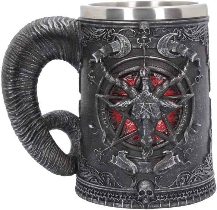 Nemesis Now Black, B4648N9 Baphomet Tankard 16.5cm Mug, Resin w/Stainless Steel,