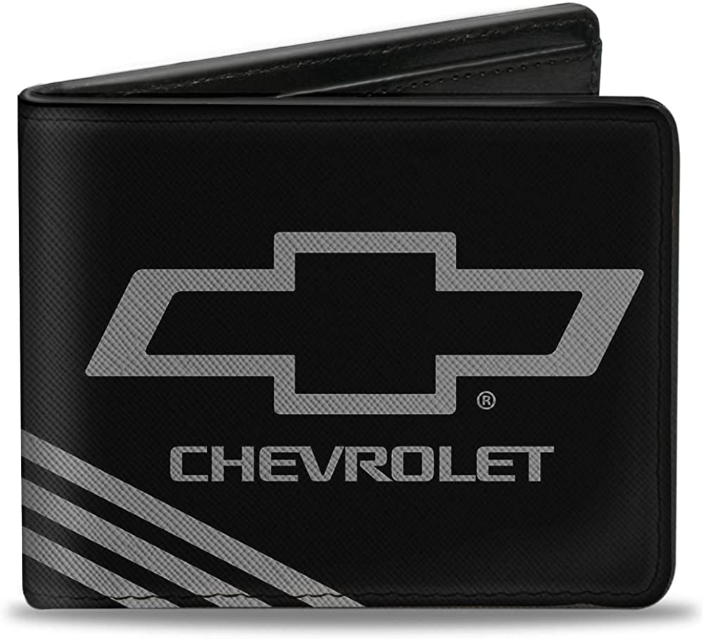 Buckle Down Herren-Geldbörse Chevrolet Bowtie 3-Streifen Schwarz/Anthrazit Bi-Fold, Multi