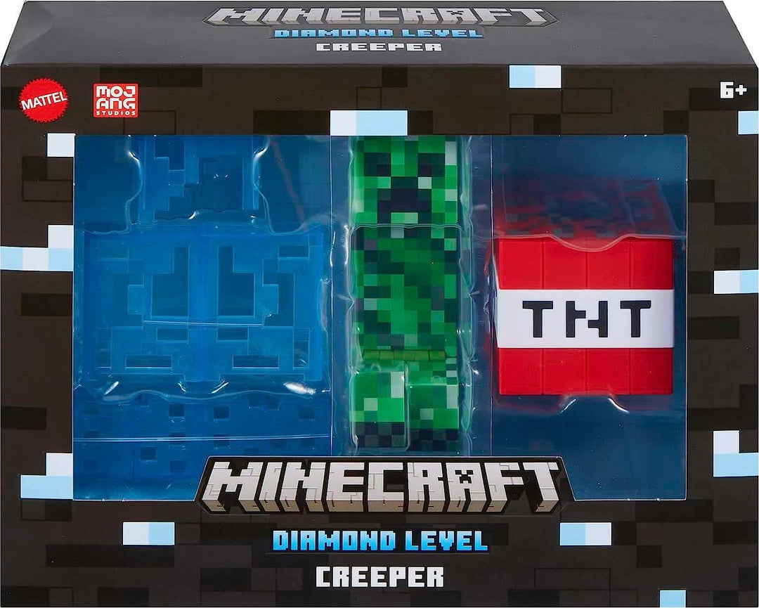 Mattel Minecraft Diamond Level Creeper, 5,5-Zoll-Sammler-Actionfigur mit Di