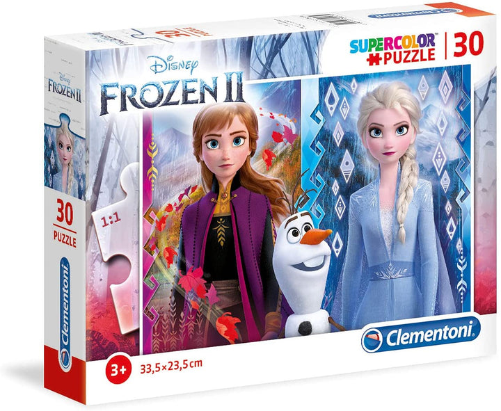 Clementoni 20251, Disney Frozen Supercolor Puzzle für Kinder – 2 x 30 Teile, ab 3 Jahren