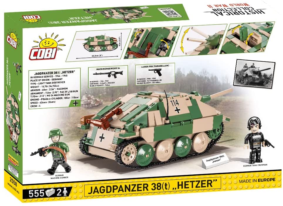 COBI Jagdpanzer 38 (t) "Hetzer" Tank Building Set - 555-Piece WWII Model for Ages 10+