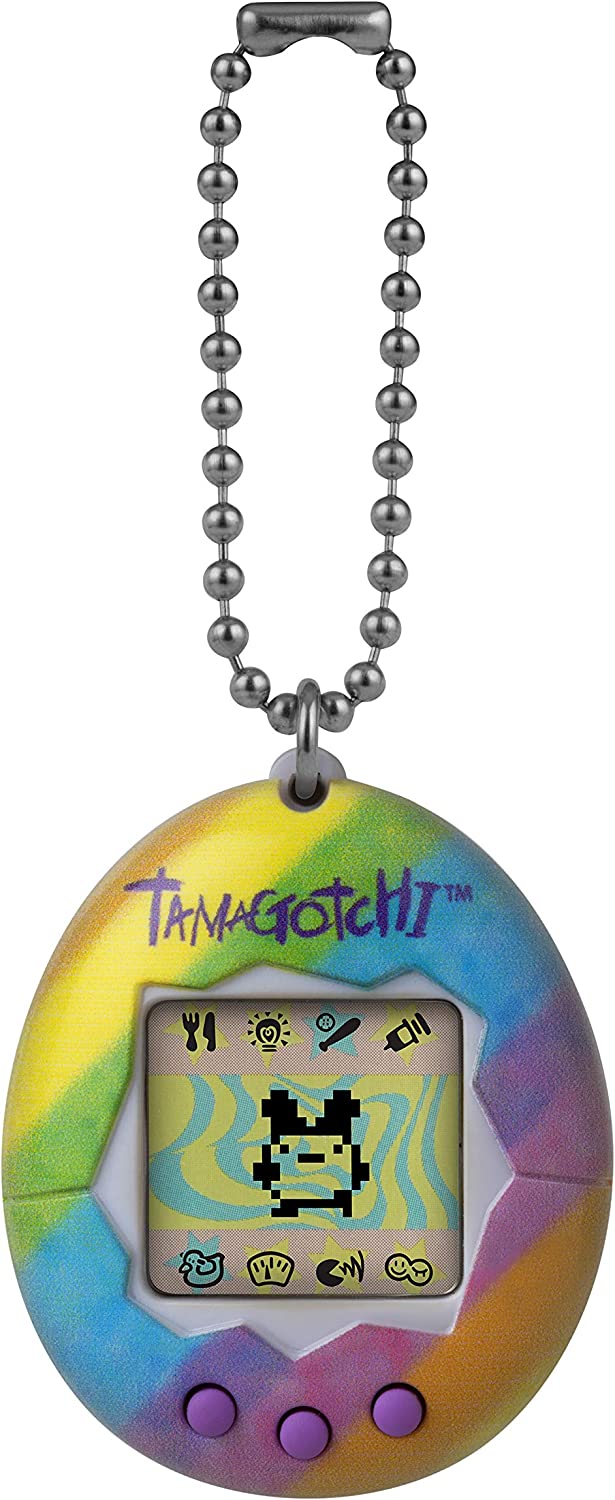 TAMAGOTCHI Original Bandai Spring Stripes Muschel mit Kette – Das ursprüngliche virtuelle Haustier